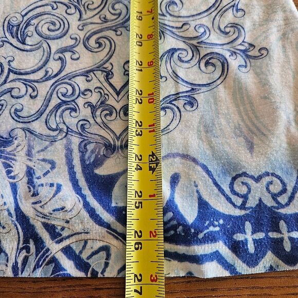 Style & Co Blue White Patterned Top Women’s XL | Sparkle Accents Short Sleeve - Picture 9 of 9
